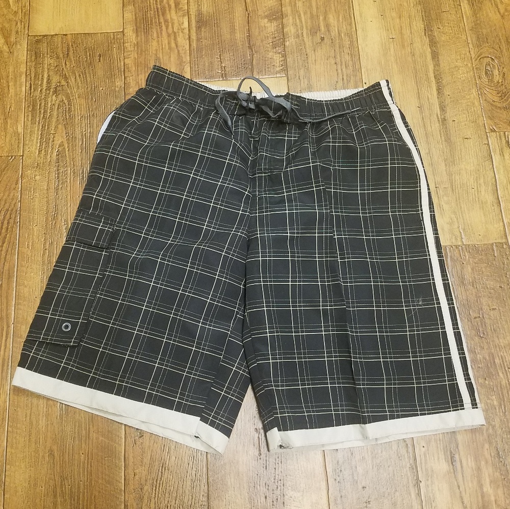 Men's black swim trunks